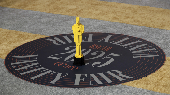 An Oscar statue made from LEGO bricks at the Vanity Fair Oscars party after the 97th Academy Awards, in Beverly Hills, California, U.S., March 2, 2025.(REUTERS)