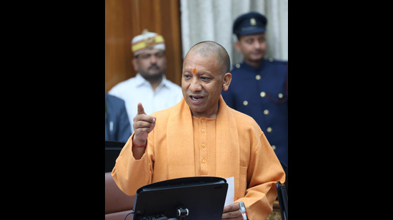 CM Yogi at Vidhan Parishad on Wednesday. (Deepak Gupta/ht) CM Yogi at Vidhan Parishad on Wednesday. (Deepak Gupta/ht)