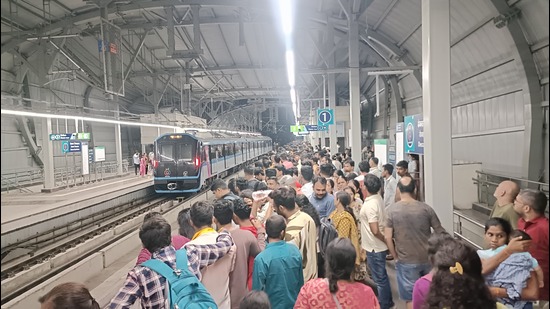 From March 2022 to July 2023, the average monthly ridership was 1.26 lakh. (HT PHOTO) From March 2022 to July 2023, the average monthly ridership was 1.26 lakh. (HT PHOTO)