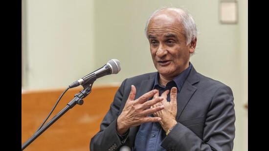 Pico Iyer talks about his new book ‘Learning from Silence’ at a bookstore in Pasadena, California, on January 28, 2025. (AP/Damian Dovarganes) Pico Iyer talks about his new book ‘Learning from Silence’ at a bookstore in Pasadena, California, on January 28, 2025. (AP/Damian Dovarganes)