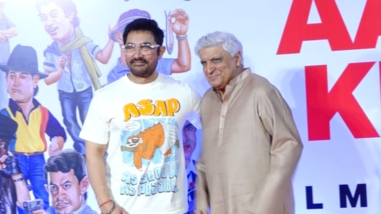 Aamir Khan and Javed Khan at the trailer launch of Aamir Khan: Cinema Ka Jadugar. Aamir Khan and Javed Khan at the trailer launch of Aamir Khan: Cinema Ka Jadugar.