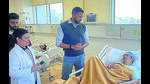 Ludhiana DC Jitendra Jorwal interacting with injured workers at a private hospital in Ludhiana on Monday. (HT Photo) Ludhiana DC Jitendra Jorwal interacting with injured workers at a private hospital in Ludhiana on Monday. (HT Photo)