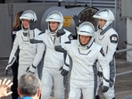 Crew-10 mission astronauts (L/R) Roscosmos cosmonaut Kirill Peskov, NASA astronauts Nichole Ayers and Anne McClain and JAXA astronaut Takuya Onishi walk out of the Neil A. Armstrong Operations and Checkout Building en route to launch complex 39A at the Kennedy Space Center in Cape Canaveral, Florida on March 14, 2025.(AFP) Crew-10 mission astronauts (L/R) Roscosmos cosmonaut Kirill Peskov, NASA astronauts Nichole Ayers and Anne McClain and JAXA astronaut Takuya Onishi walk out of the Neil A. Armstrong Operations and Checkout Building en route to launch complex 39A at the Kennedy Space Center in Cape Canaveral, Florida on March 14, 2025.(AFP)