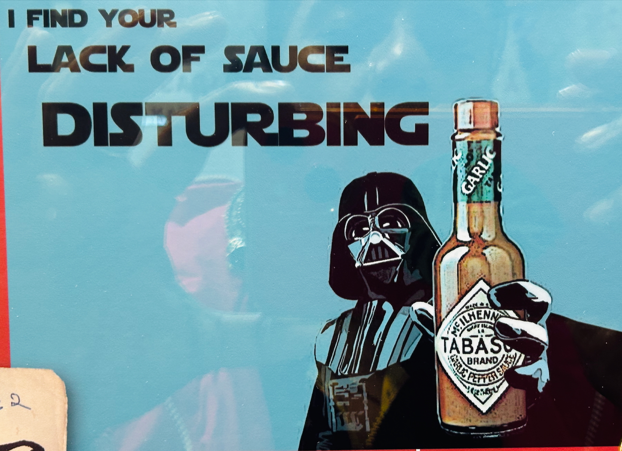 A Darth Vader advertisement for Tabasco garlic sauce. (Photo: Preeti Verma Lal) A Darth Vader advertisement for Tabasco garlic sauce. (Photo: Preeti Verma Lal)