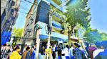 The couple lived on the third floor of a four-storey building in Kohat Enclave, a gated society in Pitampura. (HT PHOTO) The couple lived on the third floor of a four-storey building in Kohat Enclave, a gated society in Pitampura. (HT PHOTO)