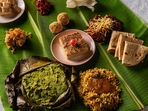 A traditional Parsi Navroz feast is eaten on a banana leaf A traditional Parsi Navroz feast is eaten on a banana leaf