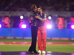 Shah Rukh Khan didn't miss the opportunity to showcase his love towards Virat Kohli as he referred to him as the King and GOAT of cricket. The two superstars also danced on “Jhoome Jo Pathan” which was the highlight of the night.(REUTERS)
