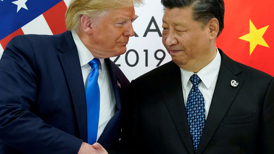 US President Donald Trump with China's President Xi Jinping at the G20 leaders summit in Osaka, Japan, June 29, 2019.(Reuters)