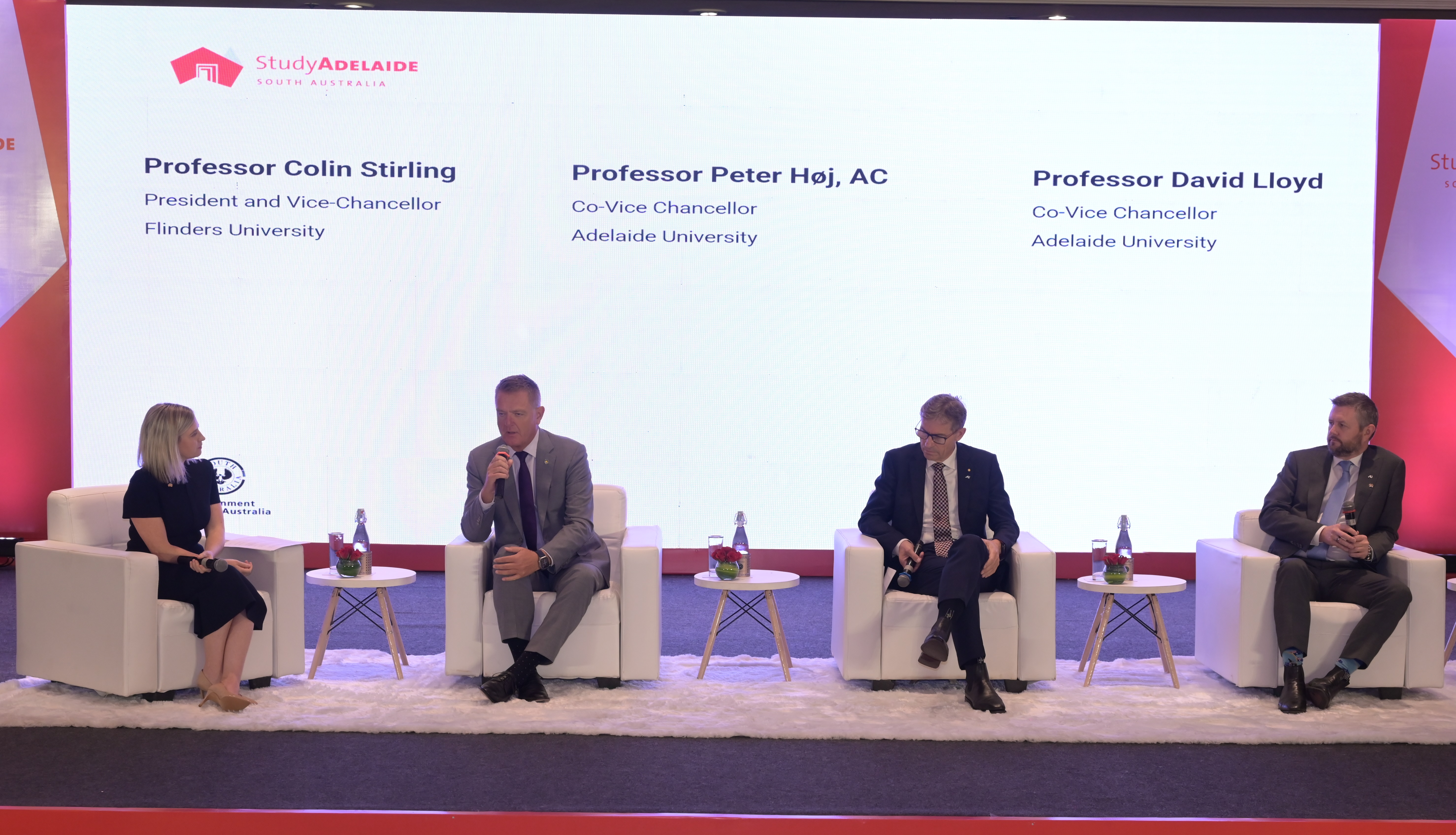 The StudyAdelaide event featured a panel discussion with the three public South Australian university Vice-Chancellors. The StudyAdelaide event featured a panel discussion with the three public South Australian university Vice-Chancellors.