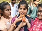 Students celebrating after BSEB declared Bihar Board class 12th Intermediate examination results in Patna(Santosh Kumar) Students celebrating after BSEB declared Bihar Board class 12th Intermediate examination results in Patna(Santosh Kumar)