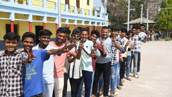 Students are seen celebrating after BSEB declared Bihar Board class 12th Intermediate examination results(Santosh Kumar)