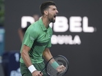 Novak Djokovic of Serbia celebrates after defeating Sebastian Korda during the Miami Open. (AP) Novak Djokovic of Serbia celebrates after defeating Sebastian Korda during the Miami Open. (AP)