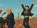 Viral image of Elon Musk cheering for US president Donald Trump has been generated in Ghibli-style using ChatGPT's latest GPT-4o model.(@rovvmut_/X) Viral image of Elon Musk cheering for US president Donald Trump has been generated in Ghibli-style using ChatGPT's latest GPT-4o model.(@rovvmut_/X)