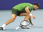 Novak Djokovic refused to discuss the evident eye problem he suffered before Sunday's Miami Open. (AP) Novak Djokovic refused to discuss the evident eye problem he suffered before Sunday's Miami Open. (AP)
