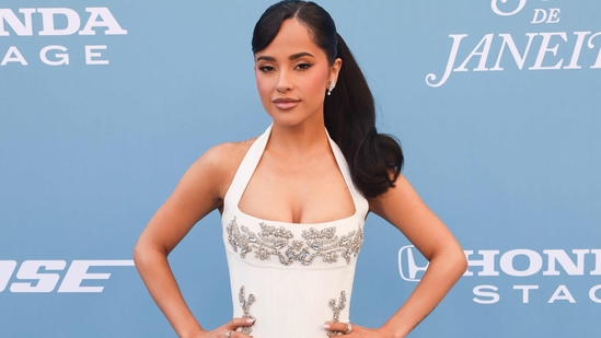 US singer and actress Becky G arrives for the 2025 Billboard Women in Music, honoring US rapper and singer Doechii as Billboard Woman of the Year, in the YouTube Theater at Hollywood Park in Inglewood, California, on March 29, 2025. (Photo by ETIENNE LAURENT / AFP)(AFP)