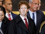 Mark Zuckerberg, who has adopted a more lenient stance toward Trump since his reelection in November, was among some top businessmen who attended his January inauguration. (AFP) Mark Zuckerberg, who has adopted a more lenient stance toward Trump since his reelection in November, was among some top businessmen who attended his January inauguration. (AFP)
