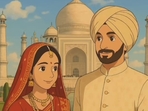 A Studio Ghibli-style portrait of Russian influencer Dinara and her 'imaginary' Indian husband created by ChatGPT.(Instagram/@dijidol) A Studio Ghibli-style portrait of Russian influencer Dinara and her 'imaginary' Indian husband created by ChatGPT.(Instagram/@dijidol)