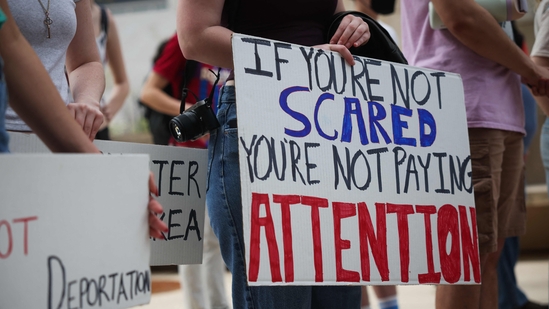 Student protestors hold signs while participating in the "Hands Off Our Schools" rally in front of the U.S. Department of Education on April 04, 2025 in Washington, DC. (Getty Images via AFP) Student protestors hold signs while participating in the "Hands Off Our Schools" rally in front of the U.S. Department of Education on April 04, 2025 in Washington, DC. (Getty Images via AFP)