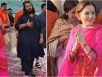 Embracing a soft pink ethnic outfit, Nita Ambani joined her son Anant in Dwarka as he completed his padyatra. (Instagram) Embracing a soft pink ethnic outfit, Nita Ambani joined her son Anant in Dwarka as he completed his padyatra. (Instagram)