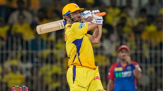 MS Dhoni hits a six during CSK's match against Delhi Capitals in IPL 2025(PTI) MS Dhoni hits a six during CSK's match against Delhi Capitals in IPL 2025(PTI)