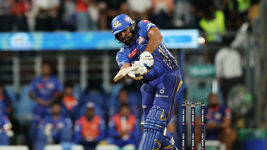 Rohit Sharma scored 17 runs off nine balls against RCB. (REUTERS)