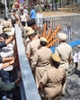 Students during a protest at Panjab University’s Gate Number 2 on Monday. (Keshav Singh/HT) Students during a protest at Panjab University’s Gate Number 2 on Monday. (Keshav Singh/HT)