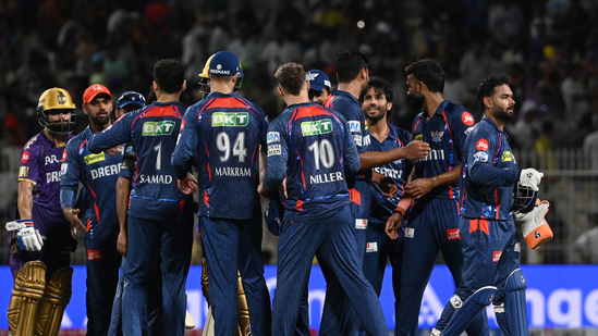 Lucknow Super Giants (LSG) players celebrate the win against Kolkata Knight Riders (KKR) . The Rishabh Pant-led side staged a memorable comeback to win the contest by four runs. 