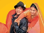 Shah Rukh Khan and Kajol on Dilwale Dulhania Le Jayenge poster. Shah Rukh Khan and Kajol on Dilwale Dulhania Le Jayenge poster.