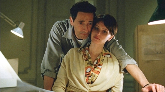 Adrian Brody and Felicity Jones in The Brutalist (Film still) Adrian Brody and Felicity Jones in The Brutalist (Film still)