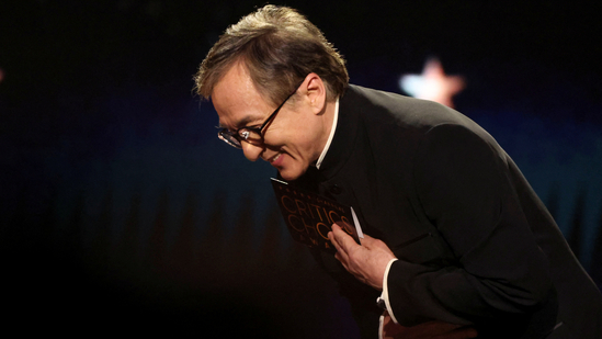  Jackie Chan reacts onstage during the 30th Annual Critics Choice Awards, in Santa Monica, California, U.S., February 7, 2025. REUTERS/Mario Anzuoni(REUTERS)