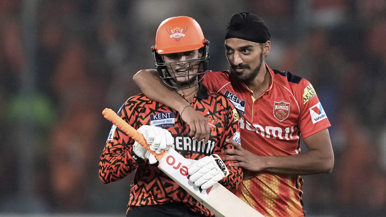Abhishek went on to break KL Rahul's record for highest score in the IPL by an Indian. He finally fell on 141 off 55 balls after which Heinrich Klaasen finished and Ishan Kishan off the chase. (AP)