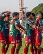 Mohun Bagan Super Giant players celebrate. (HT Photo) Mohun Bagan Super Giant players celebrate. (HT Photo)