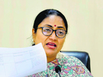 CM Rekha Gupta at a high-level review meeting at the Delhi Secretariat. (HT file) CM Rekha Gupta at a high-level review meeting at the Delhi Secretariat. (HT file)