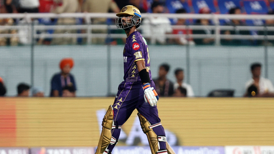 Kolkata Knight Riders' Ajinkya Rahane walks back to the pavilion (REUTERS)