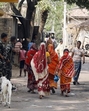 Paramilitary personnel stand guard as women in violence-affected in Murshidabad step out on Tuesday. (ANI Photo) Paramilitary personnel stand guard as women in violence-affected in Murshidabad step out on Tuesday. (ANI Photo)