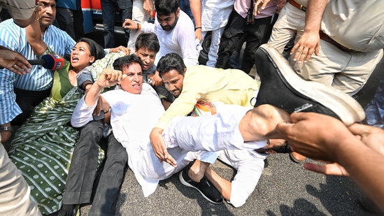The BJP on Wednesday dismissed the Congress' charge of vendetta after the Enforcement Directorate (ED) chargesheeted Sonia Gandhi and Rahul Gandhi in the National Herald case.(Hindustan Times)