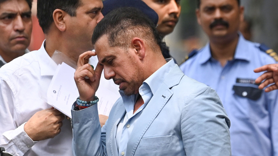 Robert Vadra was questioned by the Enforcement Directorate on the second straight day on Wednesday in a 2008 Haryana land deal linked money laundering case.(Hindustan Times)