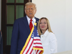 President Donald Trump, center, greets Italy's Prime Minister Giorgia Meloni, right, upon her arrival at the White House, Thursday, April 17, 2025, in Washington. (AP Photo/Tom Brenner)(AP) President Donald Trump, center, greets Italy's Prime Minister Giorgia Meloni, right, upon her arrival at the White House, Thursday, April 17, 2025, in Washington. (AP Photo/Tom Brenner)(AP)