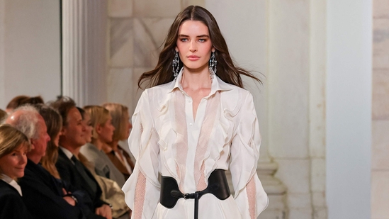 Anna Wintour told AP after the show, “I thought it was very much his sensibility and what he believes. He’s a designer that never looks to the left or to the right.”(Getty Images via AFP)