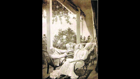 Life in An Indian Bungalow, a lithograph dated 1896. (MAP Academy) Life in An Indian Bungalow, a lithograph dated 1896. (MAP Academy)