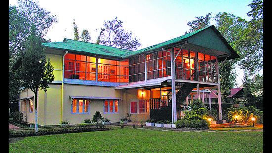 Chowkindinghee Bungalow, set within a tea plantation in Assam. (Wikimedia Commons) Chowkindinghee Bungalow, set within a tea plantation in Assam. (Wikimedia Commons)