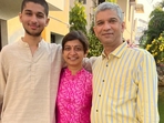 One of Gujarat’s state topper in JEE Main 2025 Aadit Prakash Bhagade from Vadodara with his parents. (HT Photo) One of Gujarat’s state topper in JEE Main 2025 Aadit Prakash Bhagade from Vadodara with his parents. (HT Photo)