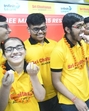 Students celebrating the JEE Main 2025 exam results in Patna on Saturday. (Santosh Kumar/ Hindustan Times)