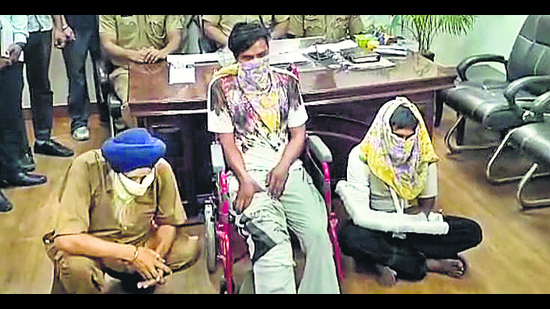 The accused in police custody on Saturday. (HT Photo) The accused in police custody on Saturday. (HT Photo)