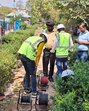 The ground penetrating radar survey being carried out by GMRL near Sector 44 in Gurugram on Sunday. (HT PHOTO) The ground penetrating radar survey being carried out by GMRL near Sector 44 in Gurugram on Sunday. (HT PHOTO)