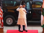 PM Modi greeted JD Vance and his family at his official residence in Delhi.(HT) PM Modi greeted JD Vance and his family at his official residence in Delhi.(HT)