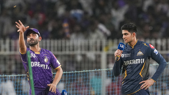 Ajinkya Rahane won the toss and chose to bowl. A big personnel decision, as Quinton de Kock's struggle at the top came to and end with Rahmanullah Gurbaz replacing him with the gloves.(PTI)