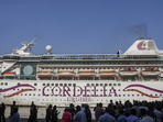 A cruise ship moves past after being flagged off by Union Minister Sarbananda Sonowal during the commencement ceremony of International Cruise Terminal, in Mumbai.(PTI Photo/Kunal Patil) A cruise ship moves past after being flagged off by Union Minister Sarbananda Sonowal during the commencement ceremony of International Cruise Terminal, in Mumbai.(PTI Photo/Kunal Patil)