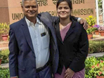 UPSC CSE 2025 topper Shakti Dubey with her father Devendra Dubey outside the Union Public Service Commission, in New Delh(PTI) UPSC CSE 2025 topper Shakti Dubey with her father Devendra Dubey outside the Union Public Service Commission, in New Delh(PTI)