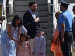 US Vice President JD Vance, Usha Vance and their kids arrive in Agra, received by UP CM Yogi Adityanath. (AP ) US Vice President JD Vance, Usha Vance and their kids arrive in Agra, received by UP CM Yogi Adityanath. (AP )